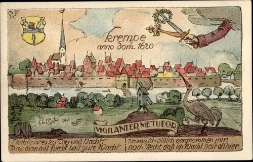 Ak Krempe in Holstein, Gesamtansicht 1620