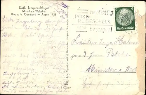 Ak Birgsau Oberstdorf im Oberallgäu, Kath. Jugenzeltlager 1933