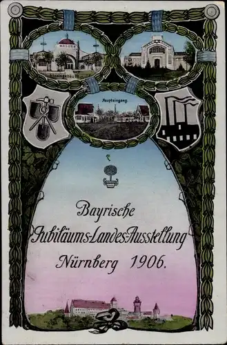 Ak Nürnberg, Bayerische Jubiläums Landesausstellung 1906, Staatsgebäude, Haupteingang