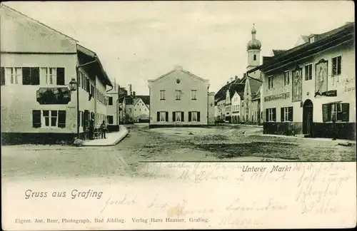 Ak Grafing bei München in Oberbayern, Unterer Markt, Gasthaus