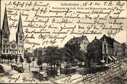 Ak Gelsenkirchen im Ruhrgebiet, Moltkeplatz, Kath. Kirche, Bochumer Straße