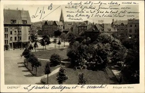 Ak Castrop Rauxel im Ruhrgebiet, Anlagen am Markt