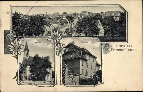 Ak Frommenhausen Rottenburg am Neckar, Gesamtansicht, Kirche, Schloss