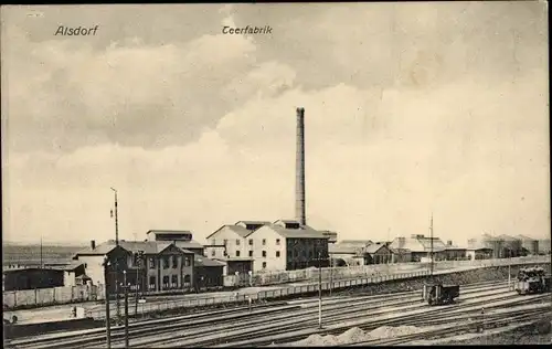 Ak Alsdorf im Kreis Aachen, Teerfabrik, Gleisseite