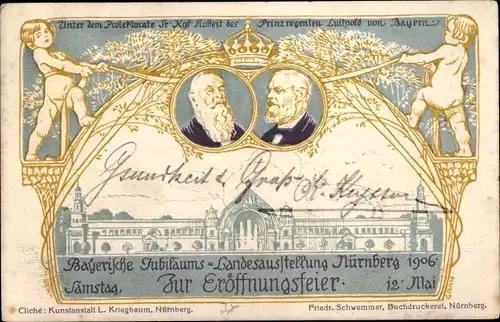 Litho Nürnberg in Mittelfranken Bayern, Landesausstellung 1906, Prinzregent Luitpold von Bayern