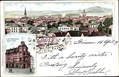 Litho Gießen an der Lahn Hessen, Hotel Restaurant Kaiserhof
