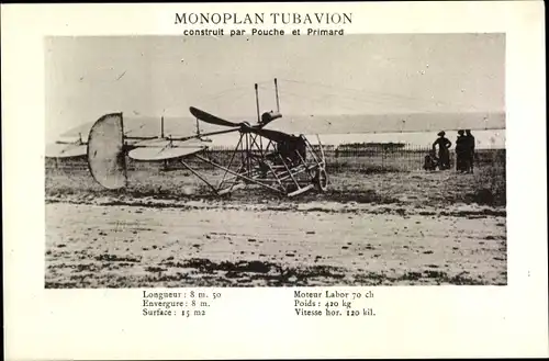 Ak Monoplan Tubavion, construit par Pouche et Primard, Flugzeug