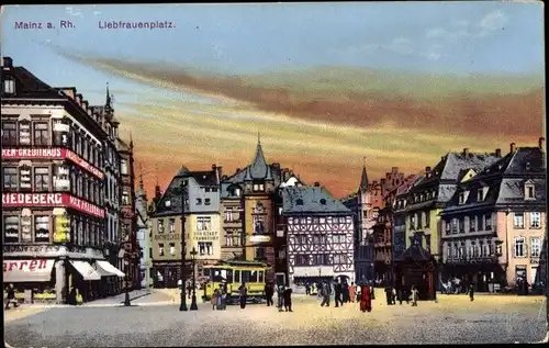 Ak Mainz in Rheinland Pfalz, Partie auf dem Liebfrauenplatz, Tram