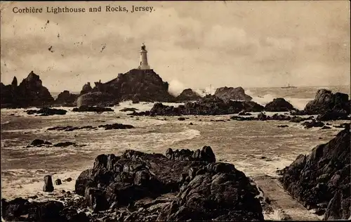 Ak Kanalinsel Jersey, Corbiere Lighthouse and Rocks, Leuchtturm