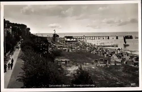 Ak Ostseebad Bansin Heringsdorf auf Usedom, Strandleben, Promenade, Seebrücke