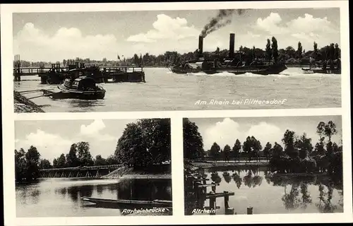 Ak Plittersdorf Bonn am Rhein, Hauptstraße mit Schulhaus, Kirche, Altrheinbrücke