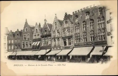 Ak Bruges Brügge Flandern Westflandern, Maisons de la Grande Place