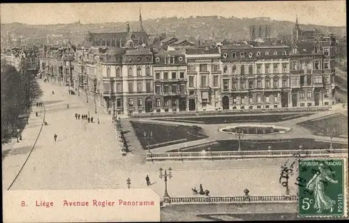 Ak Liège Lüttich Wallonien, Avenue Rogier, Panorama