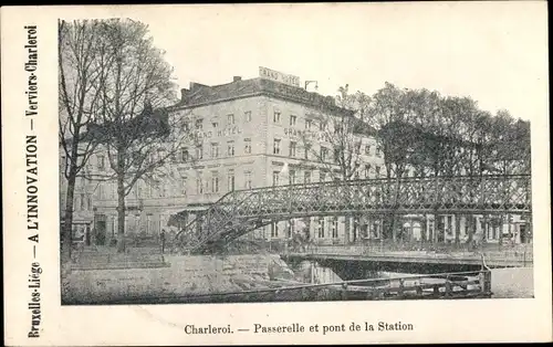 Ak Charleroi Wallonien Hennegau, Passerelle, Pont de la Station