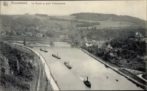 Ak Anseremme Dinant Wallonien Namur, La Meuse au pont d'Anseremme