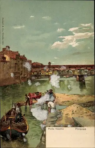 Künstler Litho Firenze Florenz Toscana, Ponte Vecchio