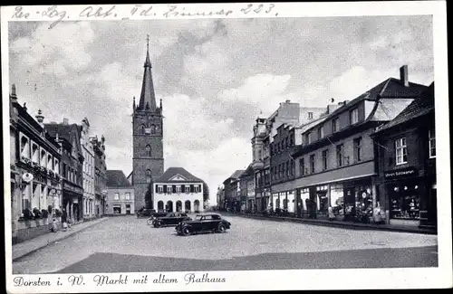 Ak Dorsten in Westfalen, Markt, Altes Rathaus, Parkplatz