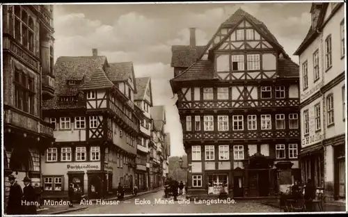 Ak Hann. Münden in Niedersachsen, Fachwerkhäuser, Ecke Markt und Langestraße