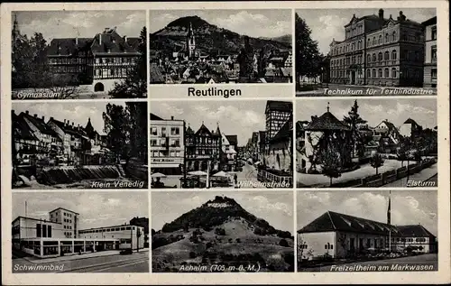 Ak Reutlingen in Baden Württemberg, Gymnasium, Technikum, Klein Venedig, Schwimmbad, Ypern Kaserne
