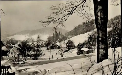 Ak Oberwaltersdorf Waltersdorf Großschönau Oberlausitz, Ortsansicht, Sonneberg-Westhang, Winter