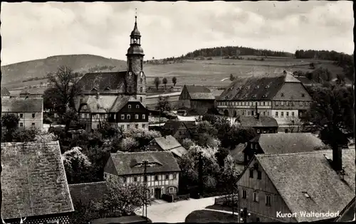 Ak Oberwaltersdorf Waltersdorf Großschönau Oberlausitz, Ortsansicht, Kirche