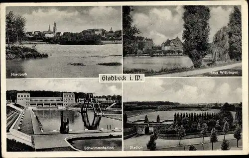 Ak Gladbeck im Ruhrgebiet Westfalen, Schwimmstadion, Nordpark, Stadion, Haus Wittringen