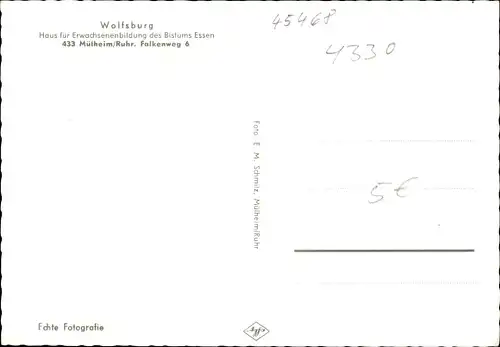 Ak Wolfsburg in Niedersachsen, Haus für Erwachsenenbildung des Bistums Essen