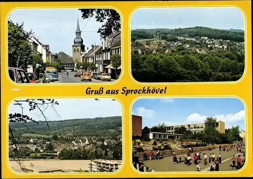 Ak Sprockhövel im Ruhrgebiet, Stadtansichten, Straßenpartie, Spielplatz, Pausenhof