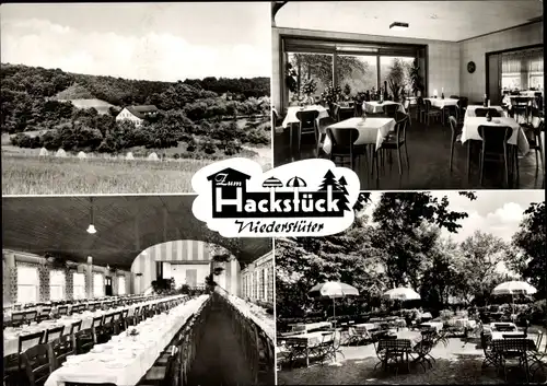 Ak Niederstüter Hattingen an der Ruhr, Zum Hackstück, Terrasse, Gasträume, Gesamtansicht