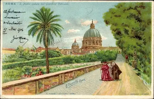 Künstler Ak Facciola, G., Roma Rom Lazio, S. Pietro veduto dal Giardino Vaticano