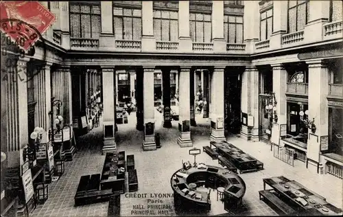 Ak Paris IX., Credit Lyonnais, Hall Principal