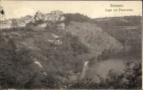 Ak Genzano di Roma Lazio, Lago col Panorama