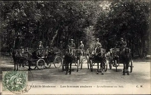 Ak Paris XVI. Arrondissement Passy, Les femmes cochers