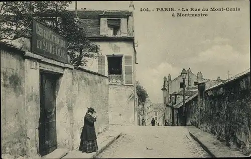 Ak Paris Buttes Montmartre, La Rue du Mont Cenis, Cercle Catholique du Sacre Coeur