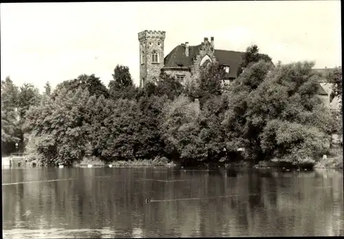 Ak Ronneburg in Thüringen, Blick über den Baderteich zum Schloss