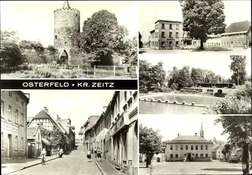 Ak Osterfeld Burgenlandkreis, Matzturm, Rote Gasse, Obermarkt, Bad, Untermarkt