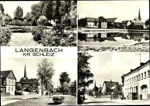 Ak Langenbach Pausa Mühltroff im Vogtland Sachsen, Gasthof zum Schwan, Teich, Straßenpartie