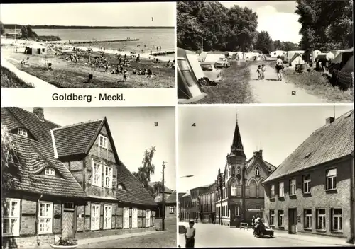 Ak Goldberg in Mecklenburg, See, Zeltplatz, Kreisheimatmuseum, Straße des Friedens