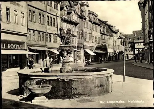 Ak Bad Langensalza in Thüringen, Marktstraße, Brunnen, Kaffee