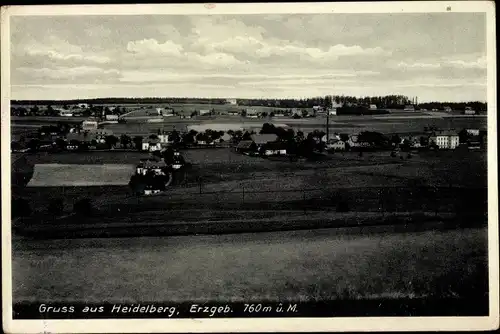 Ak Heidelberg Seiffen im Erzgebirge, Stadtpanorama, Felder, Wald