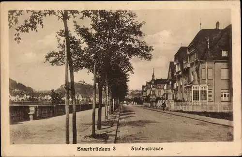 Ak Saarbrücken, Stadenstraße, Partie an der Saar