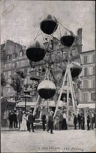 Ak Paris Fête Foraine, Jahrmarkt, les Ballons, Riesenrad