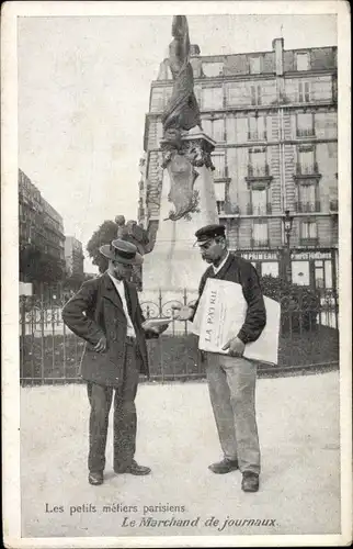 Ak Paris, Petits métiers parisiens, Marchand de journaux