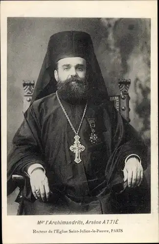 Ak Paris Panthéon, Mgr l'Archimandrite, Arsène Attié, Recteur de l'Église Saint Julien le Pauvre