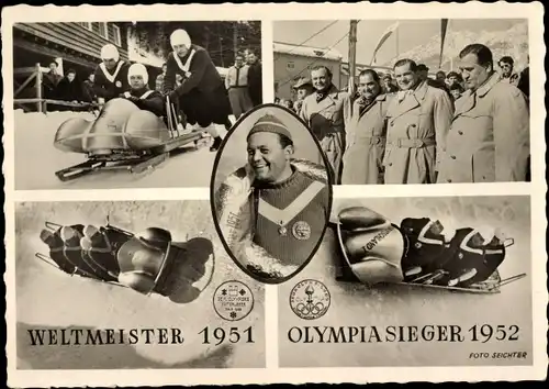 Ak Bobfahrer Andreas Ostler, Autogramm, Weltmeister 1951, Olympiasieger 1952