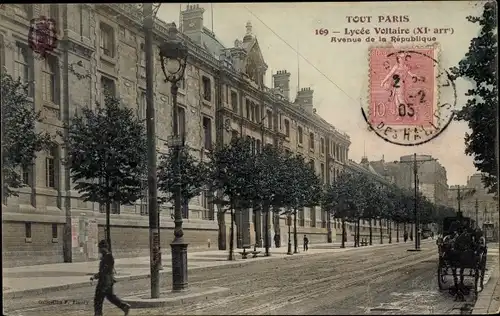 Ak Paris XI. Arrondissement Popincourt, Lycee Voltaire, Avenue de la Republique