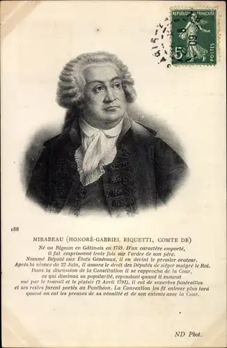 Ak Mirabeu, Honore Gabriel Riquetti, Politiker, Portrait