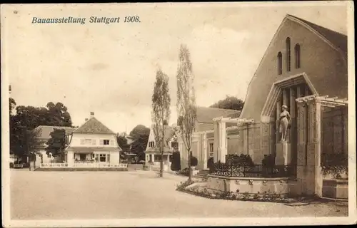 Ak Stuttgart am Neckar, Bauausstellung 1908, Ausstellungsgelände, Gebäude