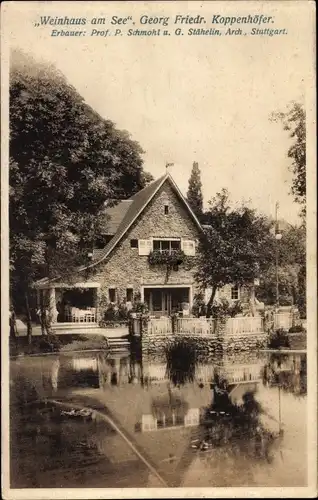 Ak Stuttgart in Württemberg, Bauausstellung 1908, Weinhaus am See, Arch. P. Schmohl, G. Stähelin