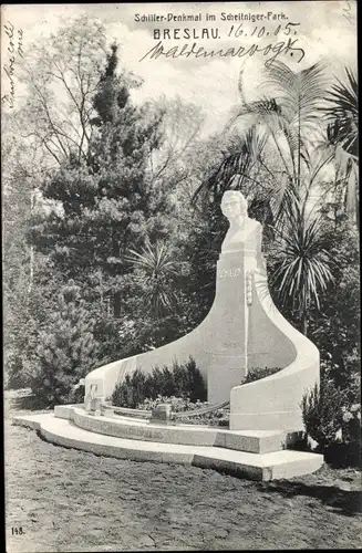 Ak Szczytniki Scheitnig Wrocław Breslau Schlesien, Scheitniger Park, Schillerdenkmal